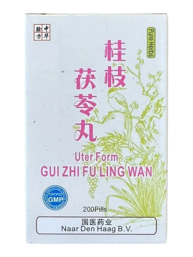Mijn winkel Gui Zhi Fu Ling Wan herbal supplement box for women's health support with traditional Chinese characters.