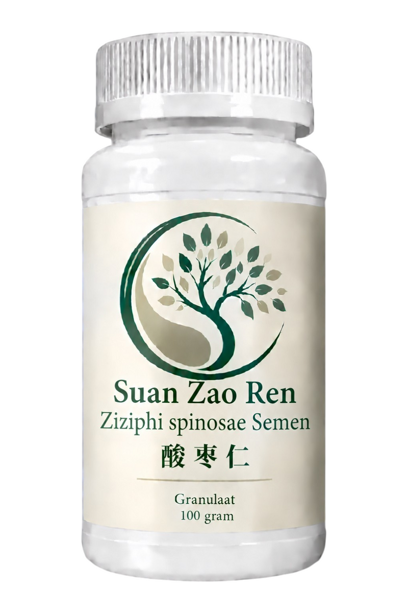 Mijn winkel Suan Zao Ren Ziziphi spinosae Semen 100g herbal supplement granules in a white plastic bottle