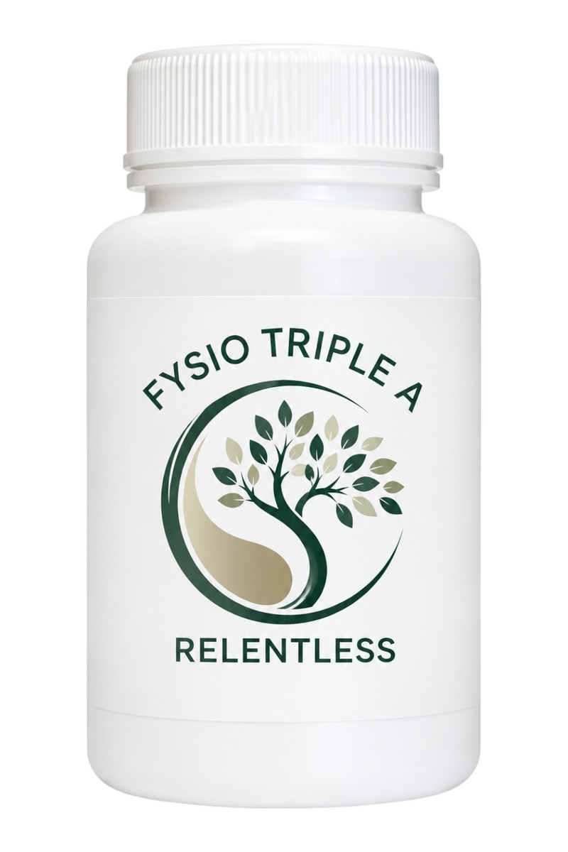 Mijn winkel Triple Relentless herbal supplement bottle for stress and sleep support with tree logo